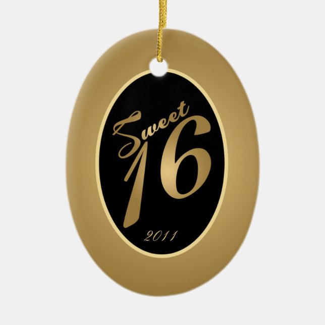 Personalized Custom Ornament Sweet 16 Gold (Front)
