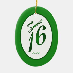 Personalized Custom Ornament Sweet 16 Green