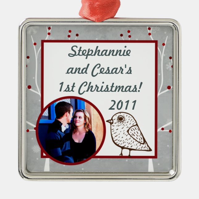 Personalized Custom Ornament White Tree (Front)
