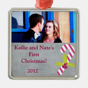 Personalized Custom Ornaments Candy Cane and Holly