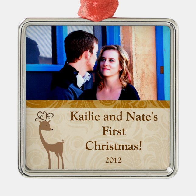 Personalized Custom Ornaments Elegant Reindeer Gol (Front)