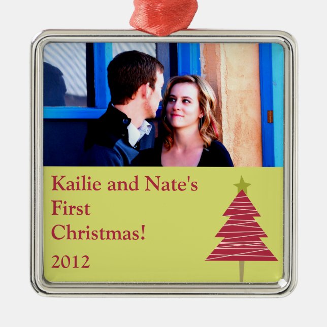 Personalized Custom Ornaments Red Tree Christmas H (Front)