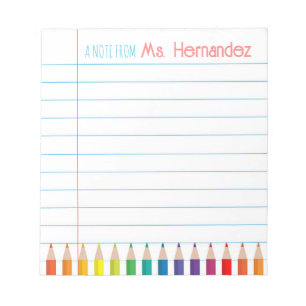 Personalized Custom Pencils Teacher's Notepad