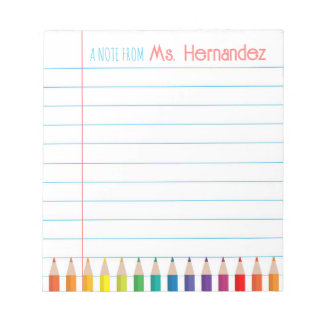 Personalized Custom Pencils Teacher's Notepad