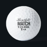 Personalized Custom Perfect Match Wedding Golf Balls<br><div class="desc">The Perfect Match Personalized Custom Golf Ball Wedding Favours and Bridal Party Gifts with a simple, modern, minimalist typography style with calligraphy handwriting and large sans-serif fonts and space for the couple's initials and wedding date. Shown in black, but all colours can be changed using Zazzle's template editor. Contact Paper...</div>