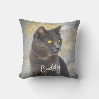 Personalized Custom Pet Cat Gift With Cat Photo  Throw Pillow