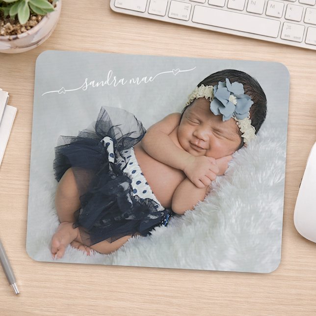 Personalized Custom Photo And Baby Name Mouse Pad (Creator Uploaded)