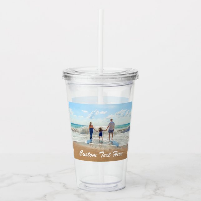 Personalized Custom Photo and Text Acrylic Tumbler (Front)