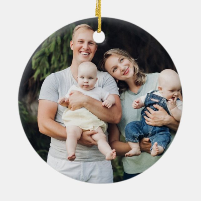 Personalized custom photo and text blue Hanukkah Ceramic Ornament (Back)