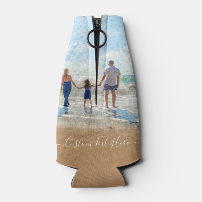 Personalized Custom Photo and Text Bottle Cooler (Back)