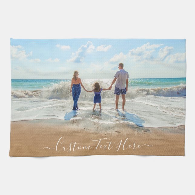 Personalized Custom Photo and Text Kitchen Towel (Horizontal)