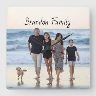 Personalized Custom Photo and Text   Square Wall Clock