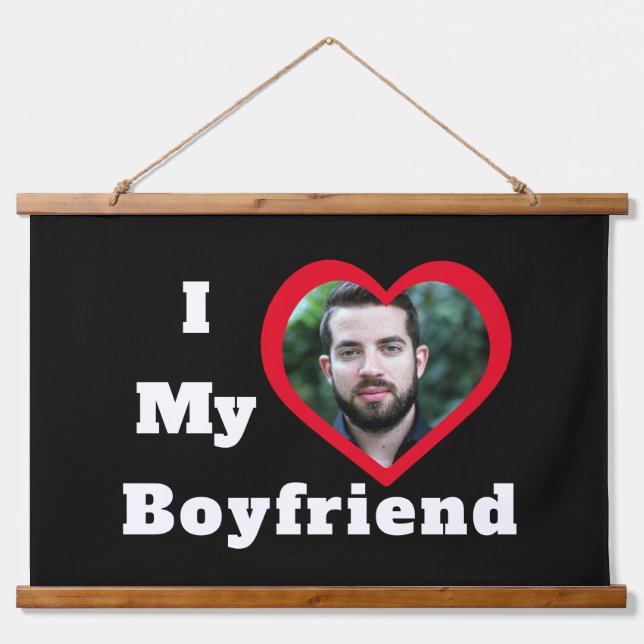 Personalized Custom Photo Bae I Love My Boyfriend Hanging Tapestry (Front)