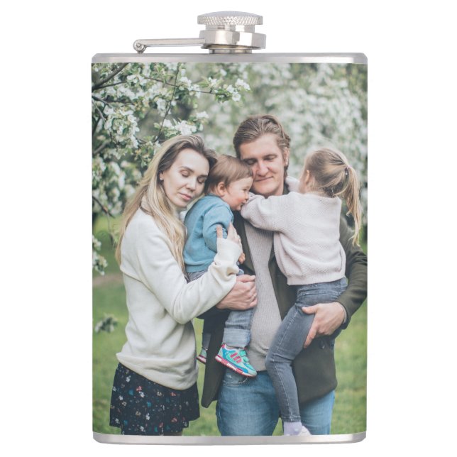 Personalized Custom Photo Best Dad Ever Hip Flask (Front)