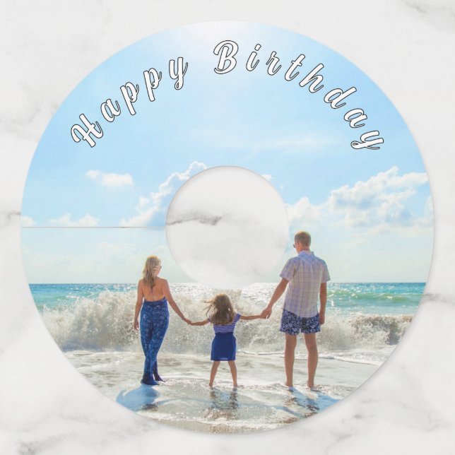 Personalized Custom Photo Birthday Wine Glass Tag (Front)