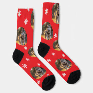Personalized Custom Photo Blob - Husky Dog Winter Socks