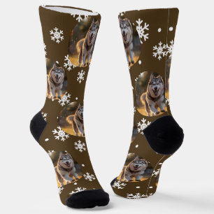 Personalized Custom Photo Blob - Snowflake Husky  Socks