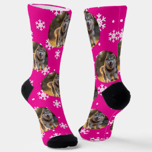 Personalized Custom Photo Blob - Snowflake Husky Socks