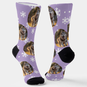 Personalized Custom Photo Blob - Snowflake Husky  Socks