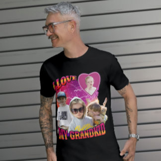 Personalized Custom Photo Bootleg I love Grandkid T-Shirt