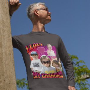 Personalized Custom Photo Bootleg I love Grandkid T-Shirt