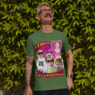 Personalized Custom Photo Bootleg I love Grandkids T-Shirt