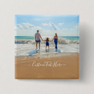 Personalized Custom Photo Button Gift with Text