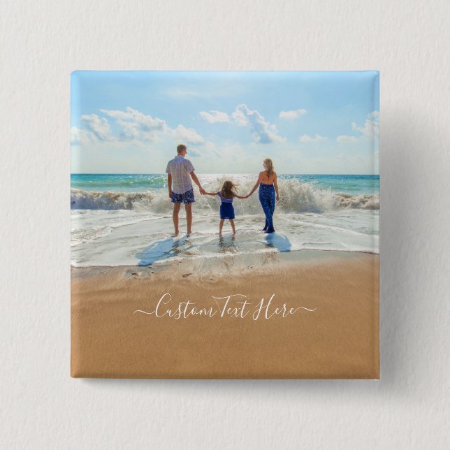 Personalized Custom Photo Button Gift with Text (Front)