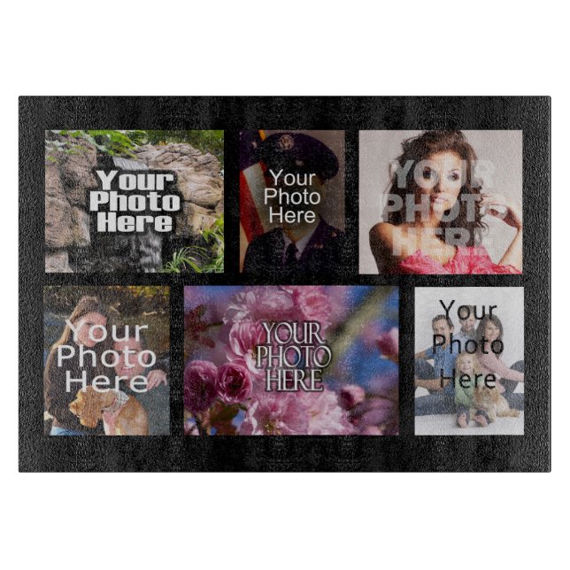 Personalized Custom Photo Collage Montage Cutting Board (Front)