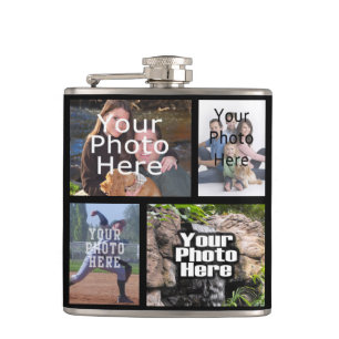 Personalized Custom Photo Collage Montage Hip Flask