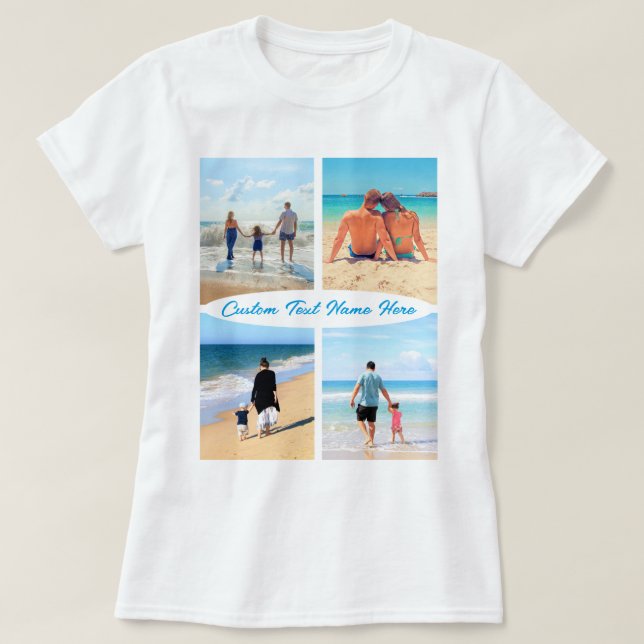 Personalized Custom Photo Collage T-Shirt and Text (Design Front)