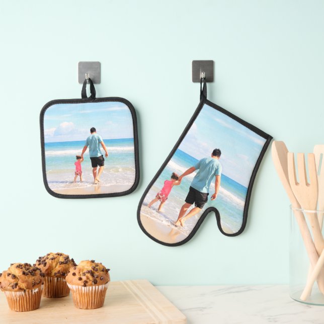 Personalized Custom Photo Design Your Own Oven Mitt & Pot Holder Set (Insitu(Hanging))