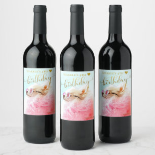 Personalized Custom Photo Dog Birthday Party Wine Label
