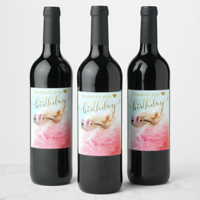 Personalized Custom Photo Dog Birthday Party Wine Label (Bottles)