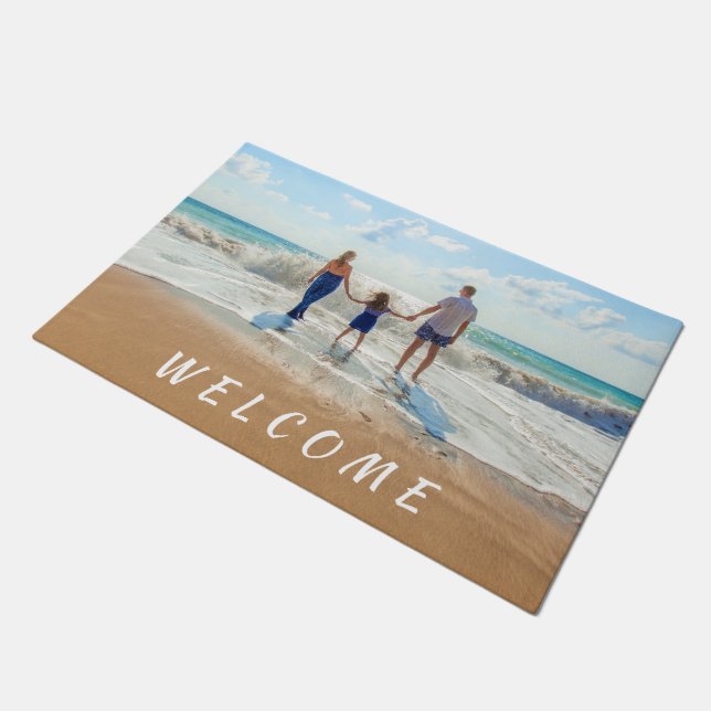 Personalized Custom Photo Doormat Text Welcome (Angled)