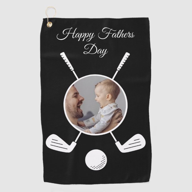 Personalized Custom Photo Fathers Day Golf Towel (Front)
