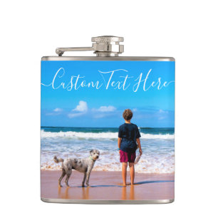 Personalized Custom Photo Flask with Custom Text