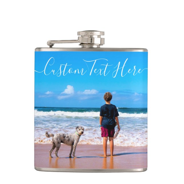 Personalized Custom Photo Flask with Custom Text (Front)