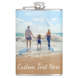 Personalized Custom Photo Flask with Text