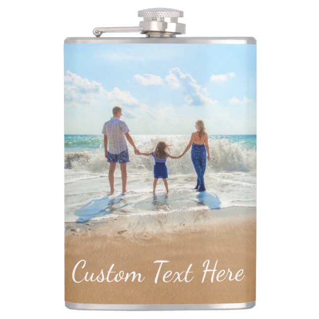 Personalized Custom Photo Flask with Text (Front)