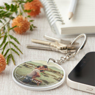 Personalized Custom Photo Happy You And Me In Love Keychain