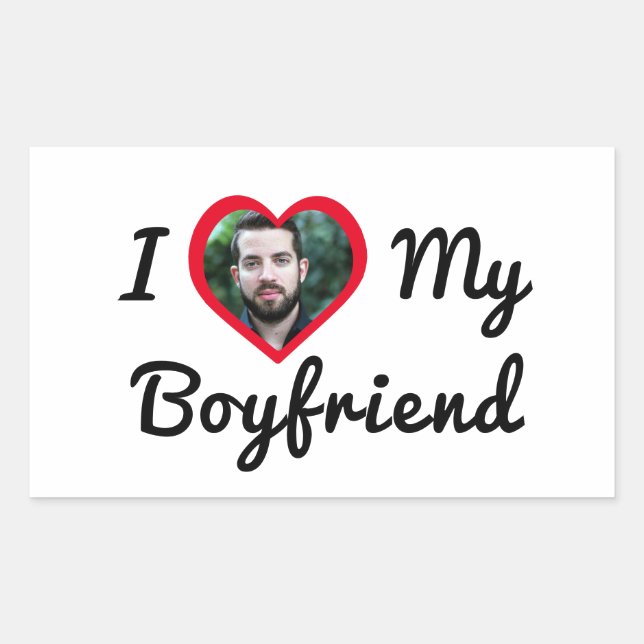 Personalized Custom Photo I Love My Boyfriend Sticker (Front)