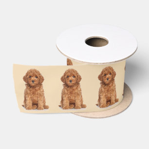 Personalized custom photo image beige sand satin ribbon