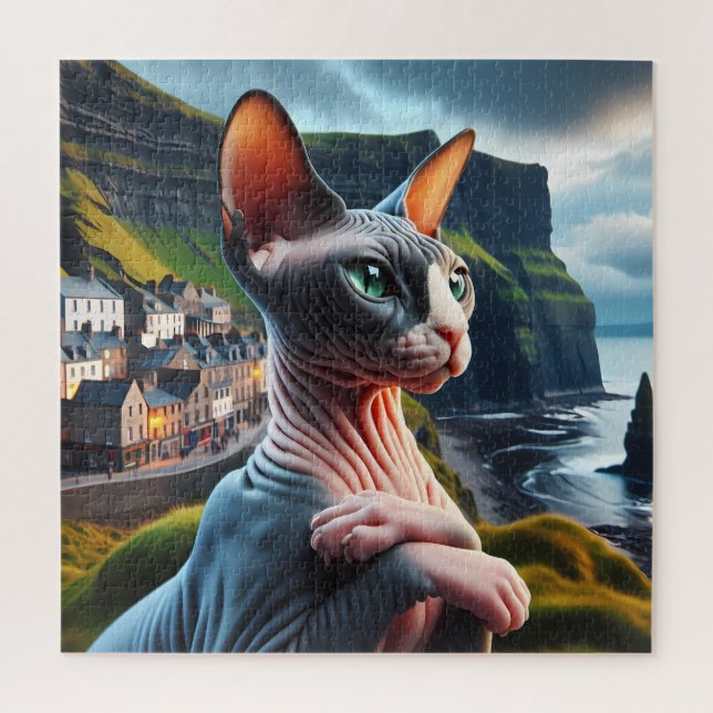Personalized Custom Photo Jigsaw Puzzle Sphynx Cat (Vertical)