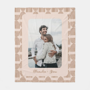 Personalized Custom Photo Keepsake Earthy Pattern Fleece Blanket