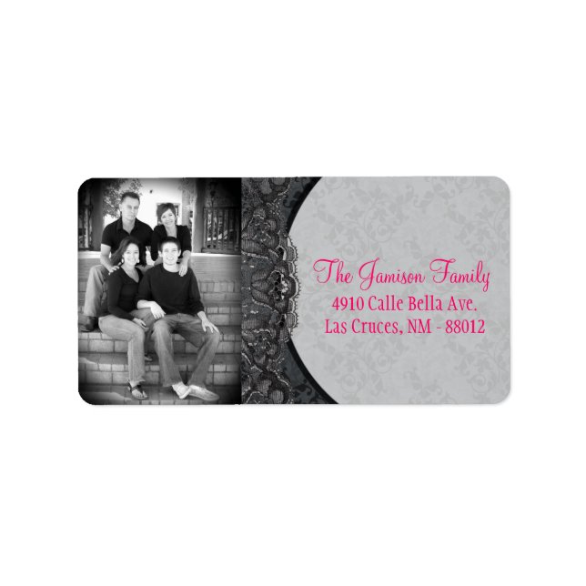 Personalized Custom Photo Lace Flora Mailing Label (Front)