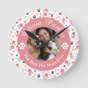 Personalized Custom Photo & Name Pet Lover Round Clock
