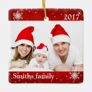 Personalized Custom Photo Ornament with Snowflakes