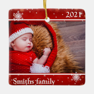 Personalized Custom Photo Ornament with Snowflakes