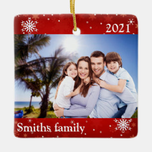 Personalized Custom Photo Ornament with Snowflakes
